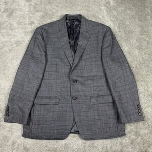 Lauren Ralph Lauren Blazer Mens 42S Gray Window Plaid Sport Coat Wool Silk Linen